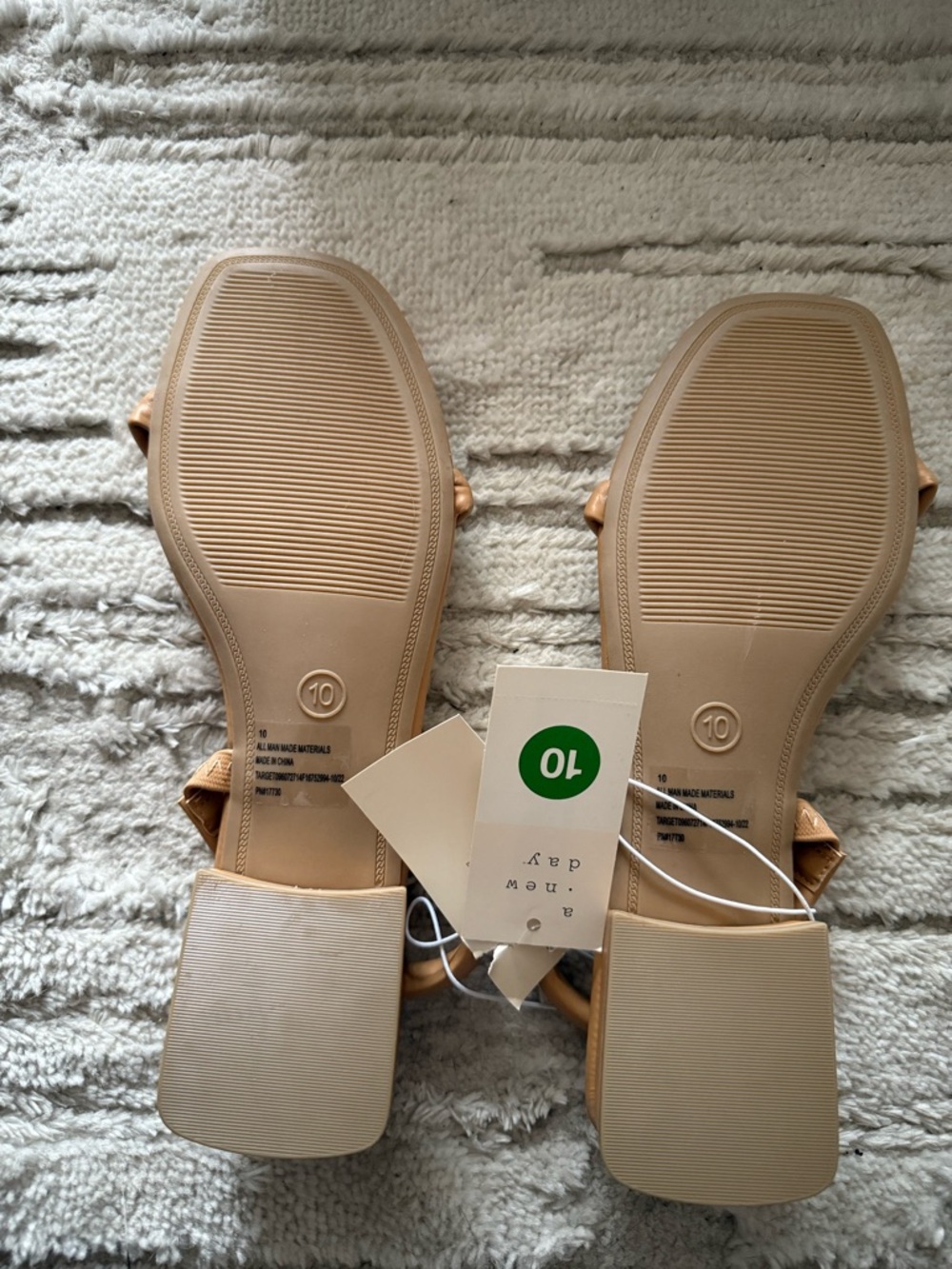A New Day Tan Minimalist Double-Strap Square-Toe Sandals - Picture 2 of 3